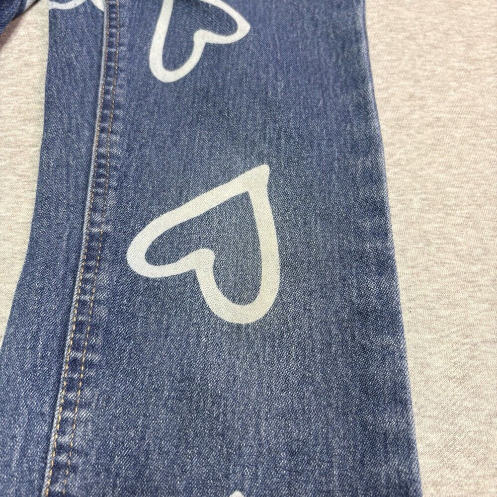 Pink Velvet Girl's Denim Jeans Size 7 with White Heart Imprint - Picture 3 of 12